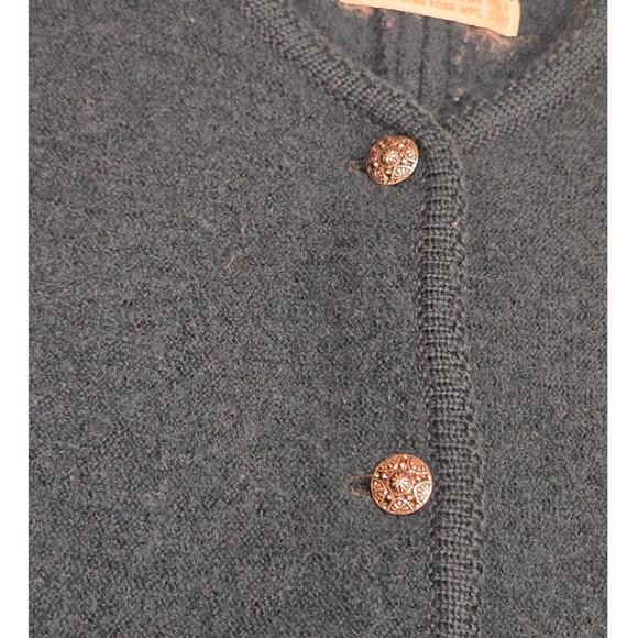 TALLY HO 100% Boiled Wool Vintage Cardigan Green Button Medium - Picture 8 of 10